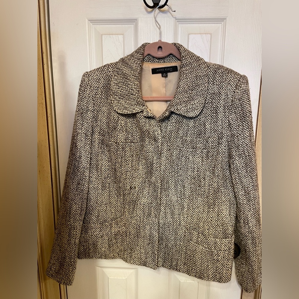 Anne Klein Tan and Brown Textured Jacket